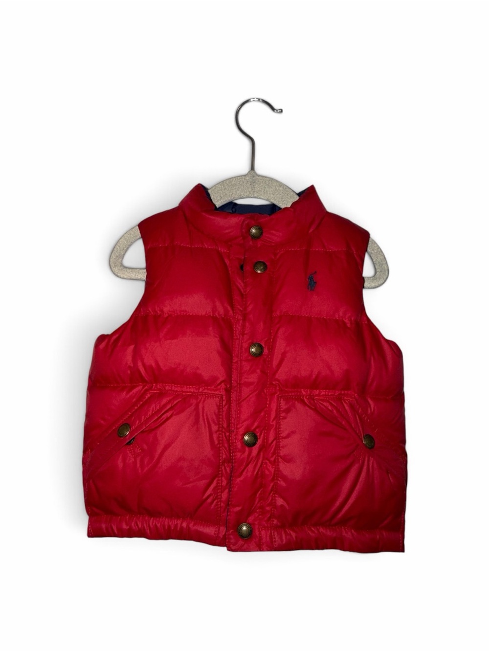 NWT Polo Ralph Lauren Toddler 12 M Red Blue Reversible down feather puffer vest